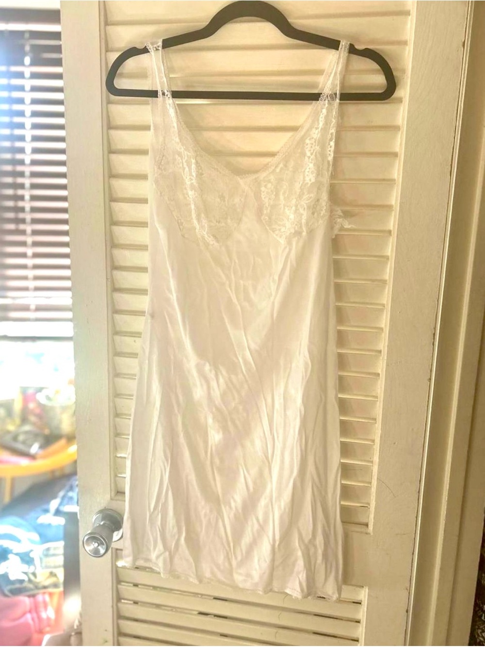 Lace-Trim White Slip Chemise